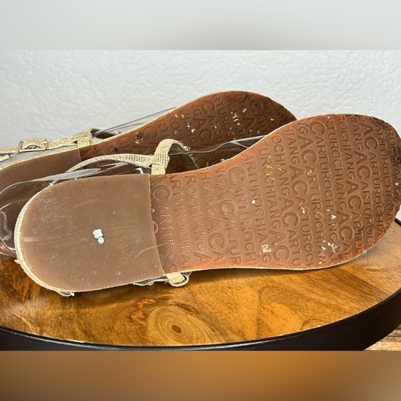 398. Arturo Chang Gold Bedazzled Sandals Size 9 - Picture 6 of 6